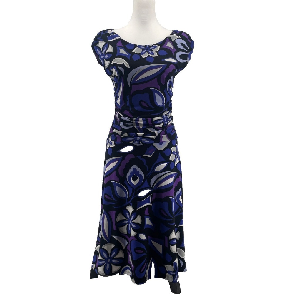 Enfocus Studio Dress Womens 8 Purple Floral Whimsical Artsy Careercoreโ Brunch